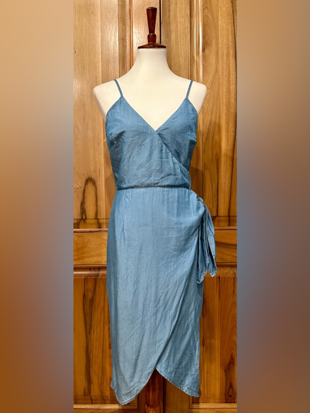 Lovers & Friends Denim Sleeveless Wrap-Dress, EUC, M